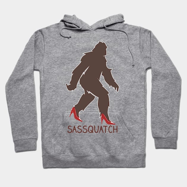 Sassquatch - Badass With An Attitude To Match  - Bigfoot - Red Heels Hoodie by Crazy Collective